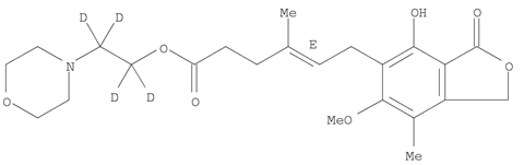 4-Hexenoic acid, 6-(1,3-dihydro-4-hydroxy-6-methoxy-7-methyl-3-oxo-5-isobenzofuranyl)-4-methyl-, 2-(4-morpholinyl)ethyl-1,1,2,2-d4 ester, (4E)-(1132748-21-0)